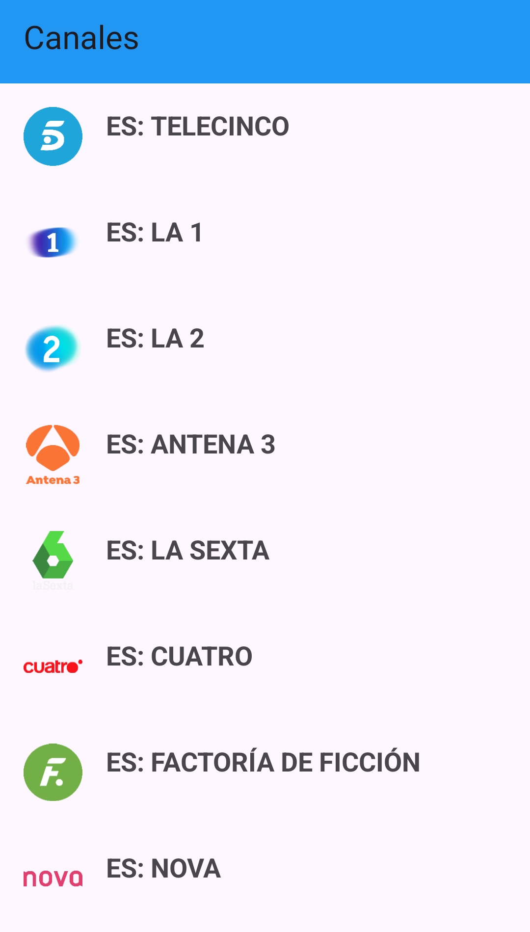 Channel list screenshot