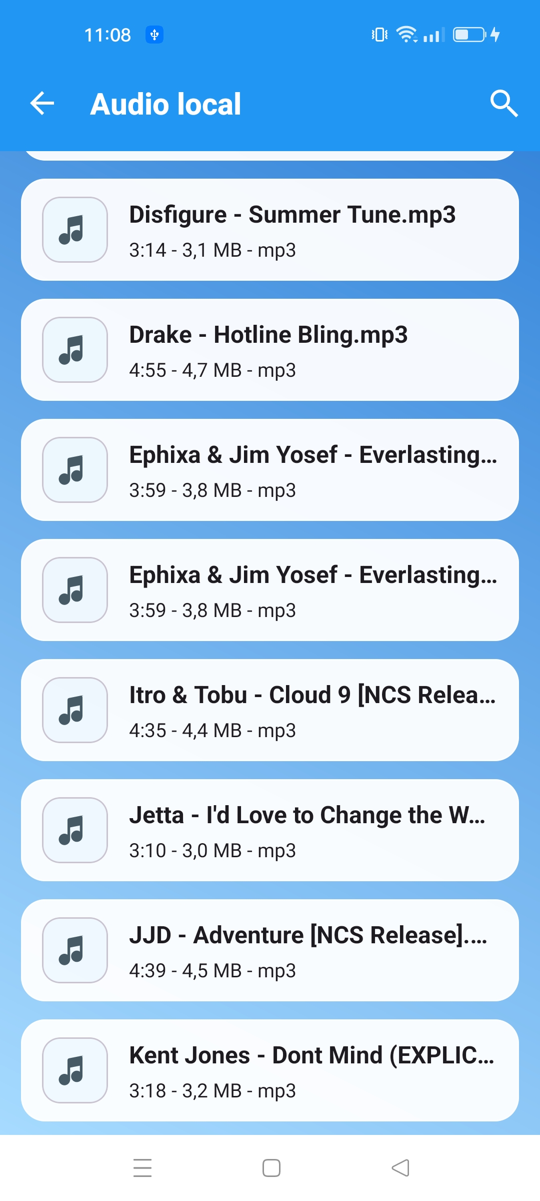 Captura del reproductor de canciones de Streamflow