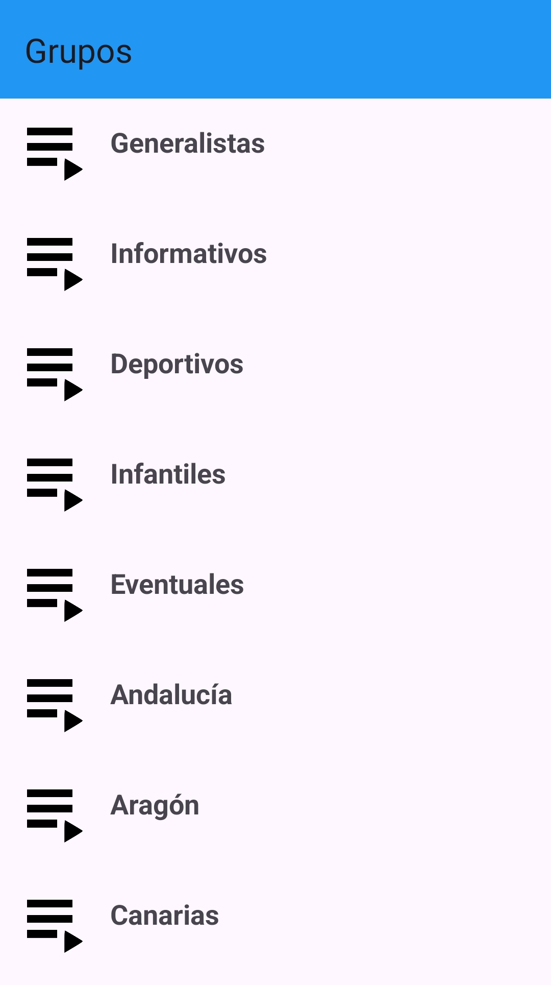 Channel groups screenshot